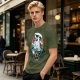 Olive T-Shirt With Sailor Cat Tattooed Pipe Design