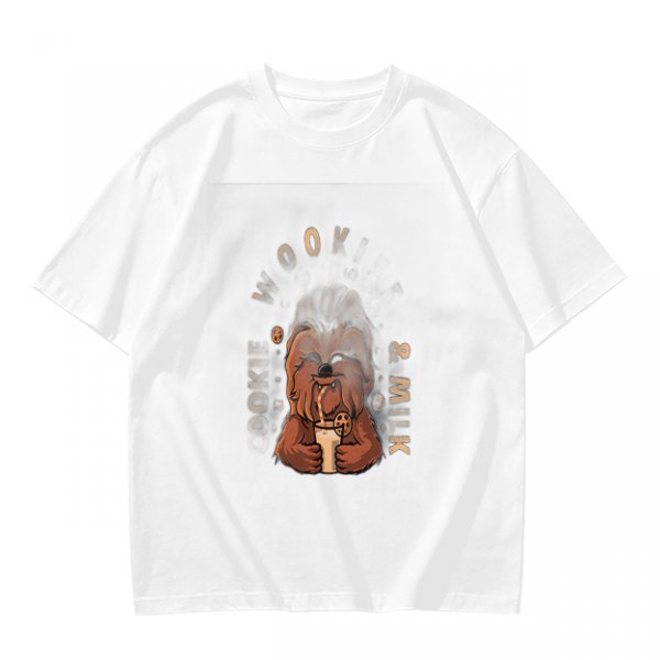 Olive T-Shirt with Chewbacca Drinking Boba Graphic