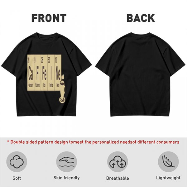 Olive Green T-Shirt With Periodic Table Caffeine Graphic