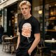 Olive T-Shirt With Cute Cartoon Hamburger Print