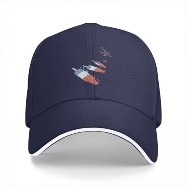 Black Baseball Cap With Falling Red White Blue Popsicle Art