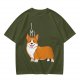 Olive Green T-Shirt With I Love My Corgi Graphic Print