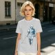 Olive T-shirt with Walking Swordsman Graphic Print