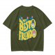Olive graphic t-shirt with 'MY BESTO FRIENDO' anime character print