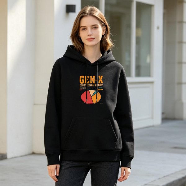 Gen X Emotional Chart Hoodie with Retro Pie Graph Design