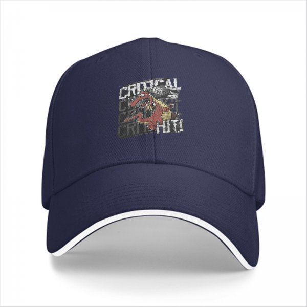 Black Baseball Cap with Critical Hit Dragon D20 Print for Tabletop RPG Fans