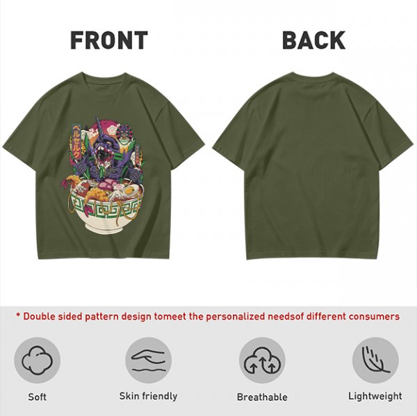 Anime Mecha Robot Ramen Bowl Graphic T-Shirt