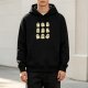 Black hoodie with cute expressive ghost grid print