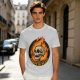Olive T-Shirt With Roast In Peace Flaming Skull Graphic