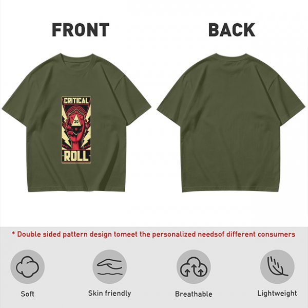 Olive Green T-Shirt With Critical Roll D20 Graphic