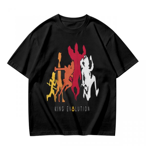 Olive Graphic T-Shirt with King Evolution Character Silhouettes