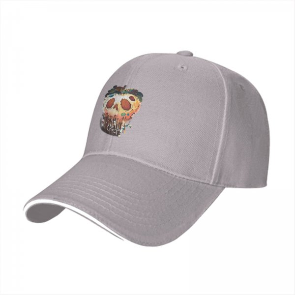 Black Baseball Cap With Melting Skull Creepy Graphic