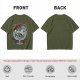 Olive Green Pirate Themed T-Shirt with Ship and Skull Graphic