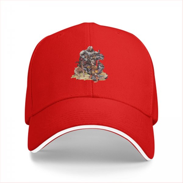 Black Baseball Cap with Fantasy Warrior and Companion Art Print