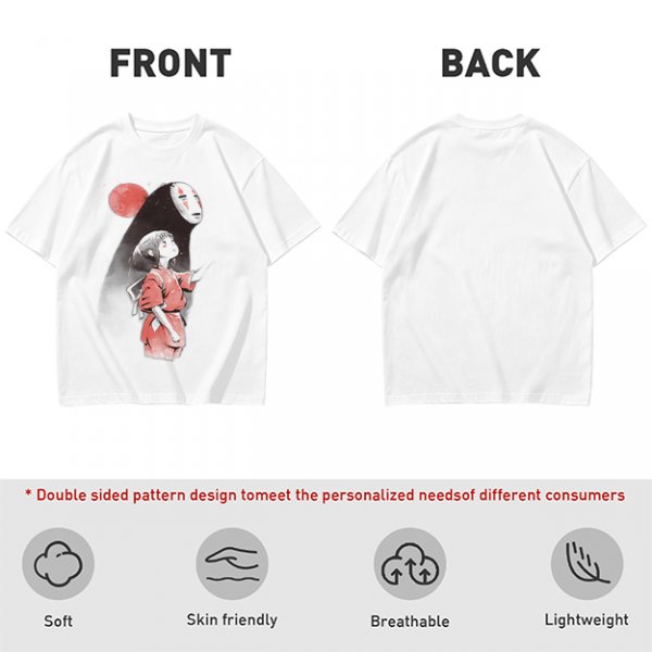 Spirited Away Chihiro and No Face Anime Graphic T-Shirt