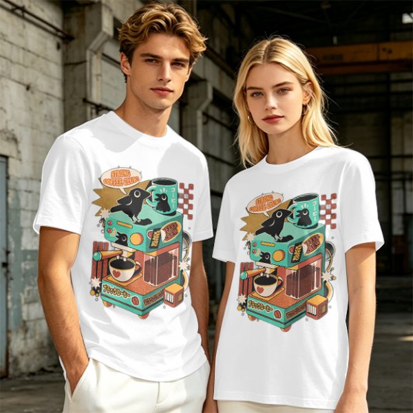 Strong Coffee Club Crow Espresso Machine T-Shirt Art