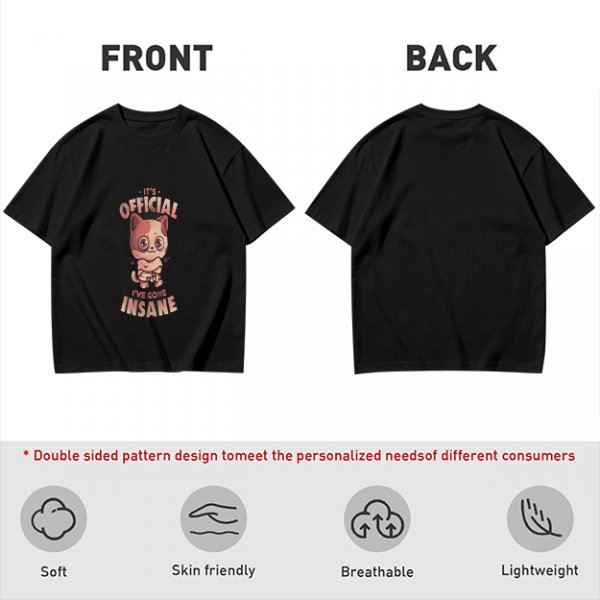 Olive Graphic T-Shirt With Insane Cat Illustration And Text