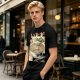 Olive green t-shirt with zen ramen bowl and bonsai tree print