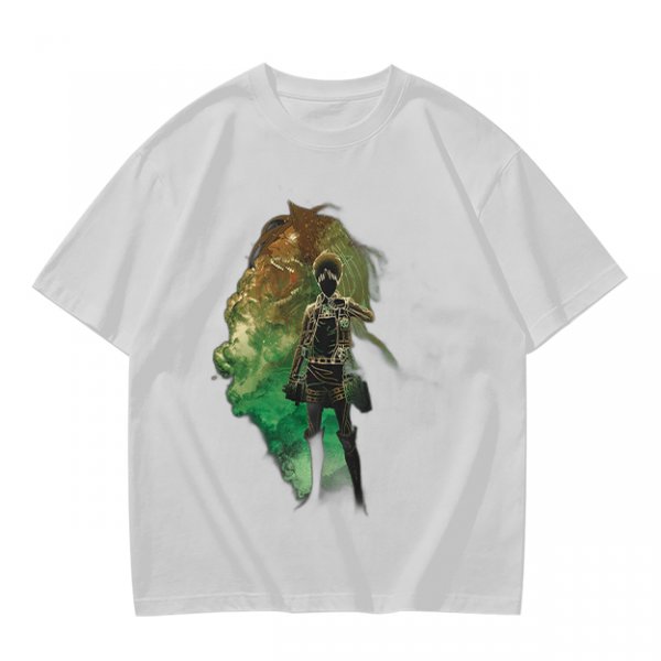 Olive Anime Graphic T-Shirt With Warrior And Giant Artwork