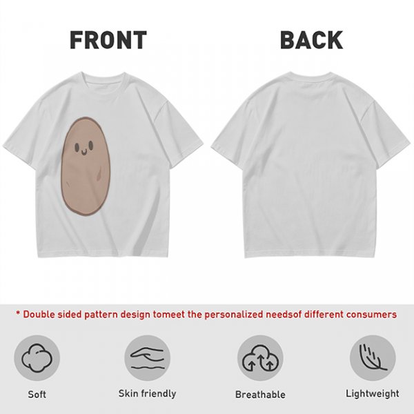Olive Green T-Shirt With Cute Smiling Potato Graphic