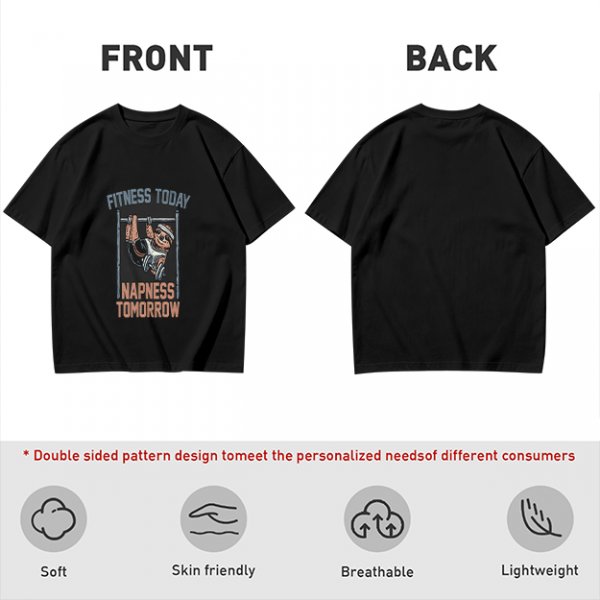 Olive T-Shirt with Sloth Fitness Today Napness Tomorrow Print