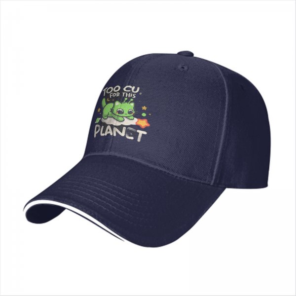 Too Cute For This Planet Alien Cat Graphic Baseball Cap