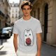 Olive T-Shirt With Cute White Cat Holding D20 Dice Print