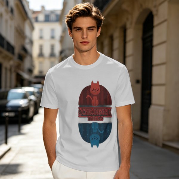 Schrödinger Things Cat Graphic Olive T-Shirt