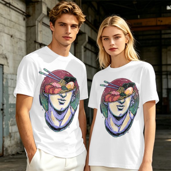 Olive T-Shirt With Classical Bust Ramen Bowl Art Print