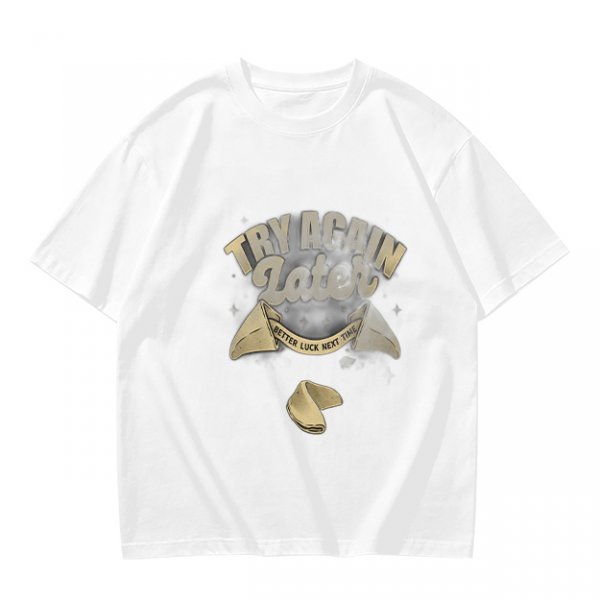 Olive T-Shirt With Try Again Later Fortune Cookie Print