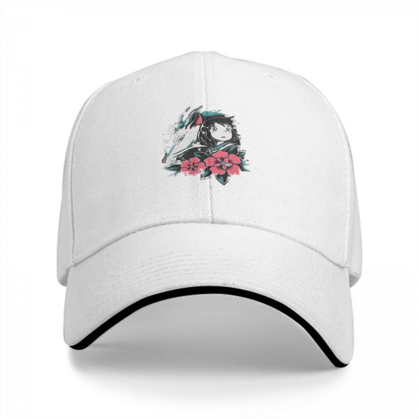 Black baseball cap with Spirited Away Haku and Chihiro anime floral print
