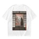 Olive T-Shirt with Japanese Shinto-inspired Window Landscape Print