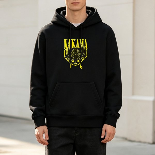 One Piece Nakama Tony Tony Chopper Graphic Black Hoodie