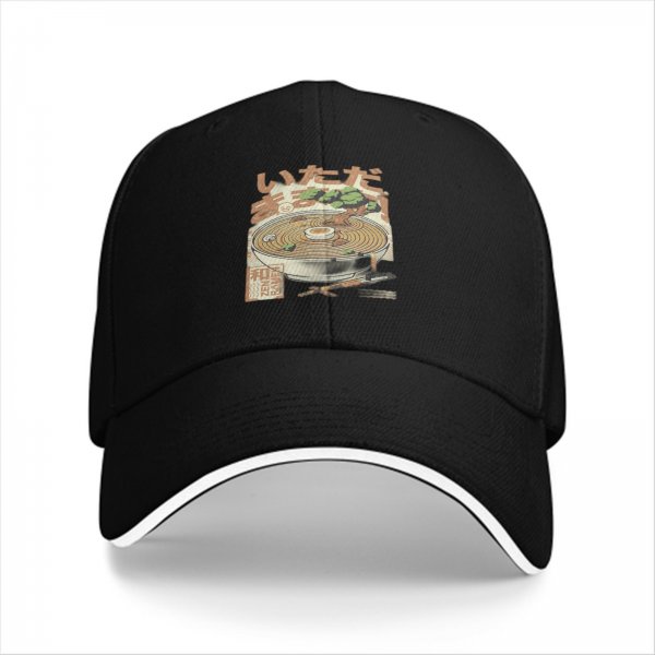 Black Baseball Cap With Japanese Ramen Bonsai Art Print