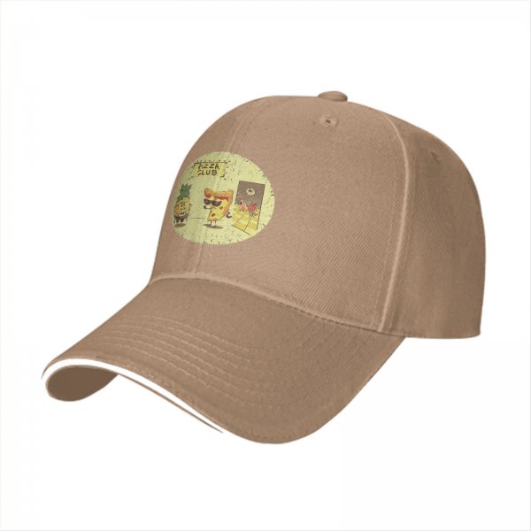 Black Baseball Cap With Pizza Club Pineapple Slice Graphic