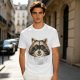 Olive Green T-Shirt With Smiling Raccoon Graphic Print