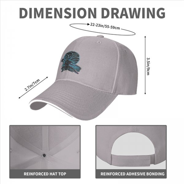 Black Baseball Cap With Water Tribe Themed Anime Graphic