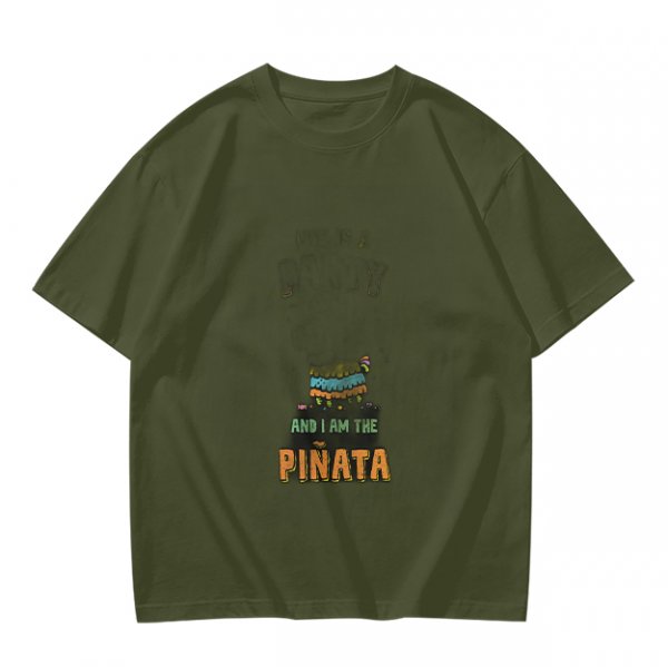 Olive graphic t-shirt with 'and i am the pinata' print
