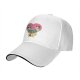 Black baseball cap with Trash Love raccoon and opossum heart graphic