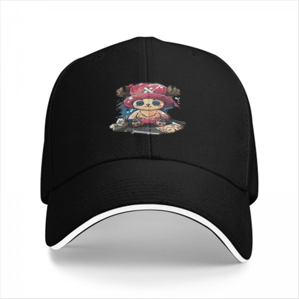Black Baseball Cap with Cute Tony Tony Chopper Anime Print