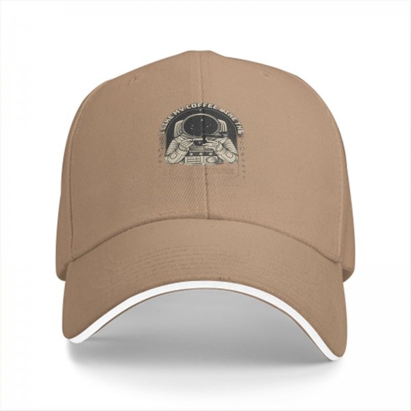 Black Baseball Cap With Astronaut Coffee Lover Print