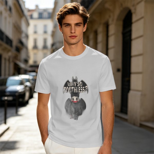 Olive T-Shirt With Why So Toothless? Batman Dragon Print