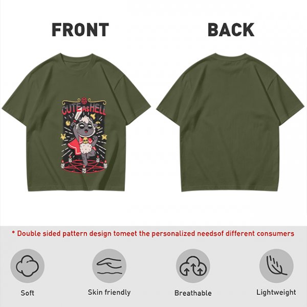 Olive Graphic T-Shirt With Cute As Hell Cult Lamb Print