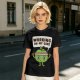 Olive green t-shirt with cartoon apple lifting dumbbells and 'Working on my core' text