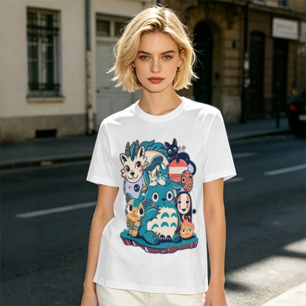 Olive T-Shirt Featuring Cute Studio Ghibli Character Mashup Art