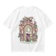 Olive T-Shirt With Whimsical Wizard Cat Garden Door Art