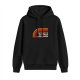 Black hoodie with retro rainbow and 'All I want to do is illegal in this cosmos' text