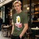 Olive T-Shirt With Happy Fried Egg And Bacon Graphic Print