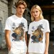 Olive T-shirt with giant cat bus monster and vintage planes graphic