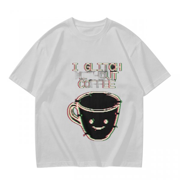 Olive Glitch Coffee Themed Graphic T-Shirt